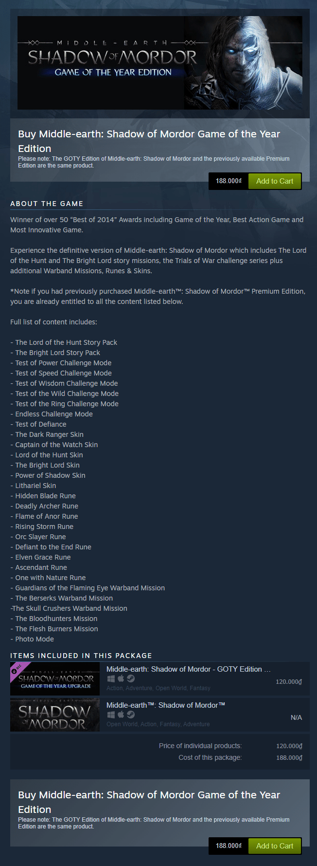 Middle-earth: Shadow of Mordor (Game of the Year Edition) Steam Key 1