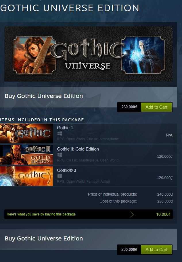 Gothic Universe Edition Steam Key 1
