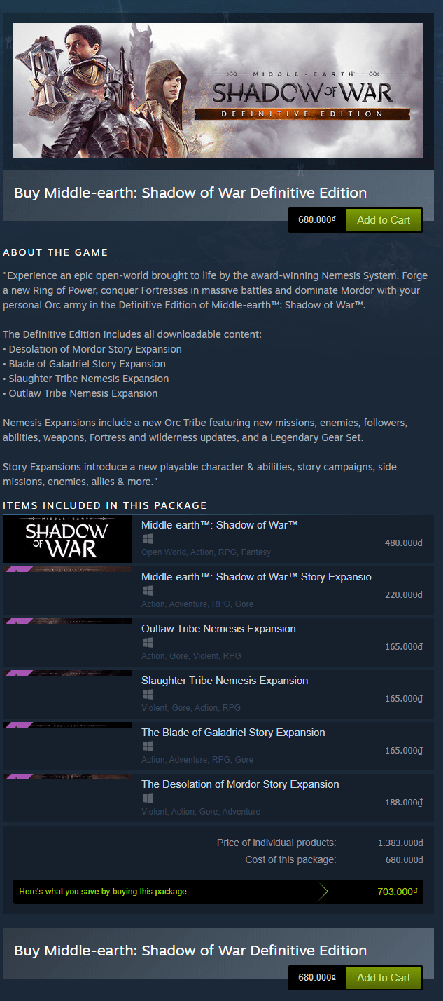Middle-earth: Shadow of War (Definitive Edition) Steam Key 1